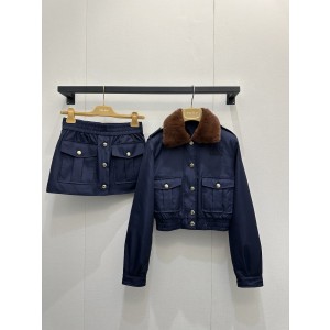 miumiu 미우미우 셋업 카라 크롭 자켓 재킷 + 미니스커트 치마 세트 의류