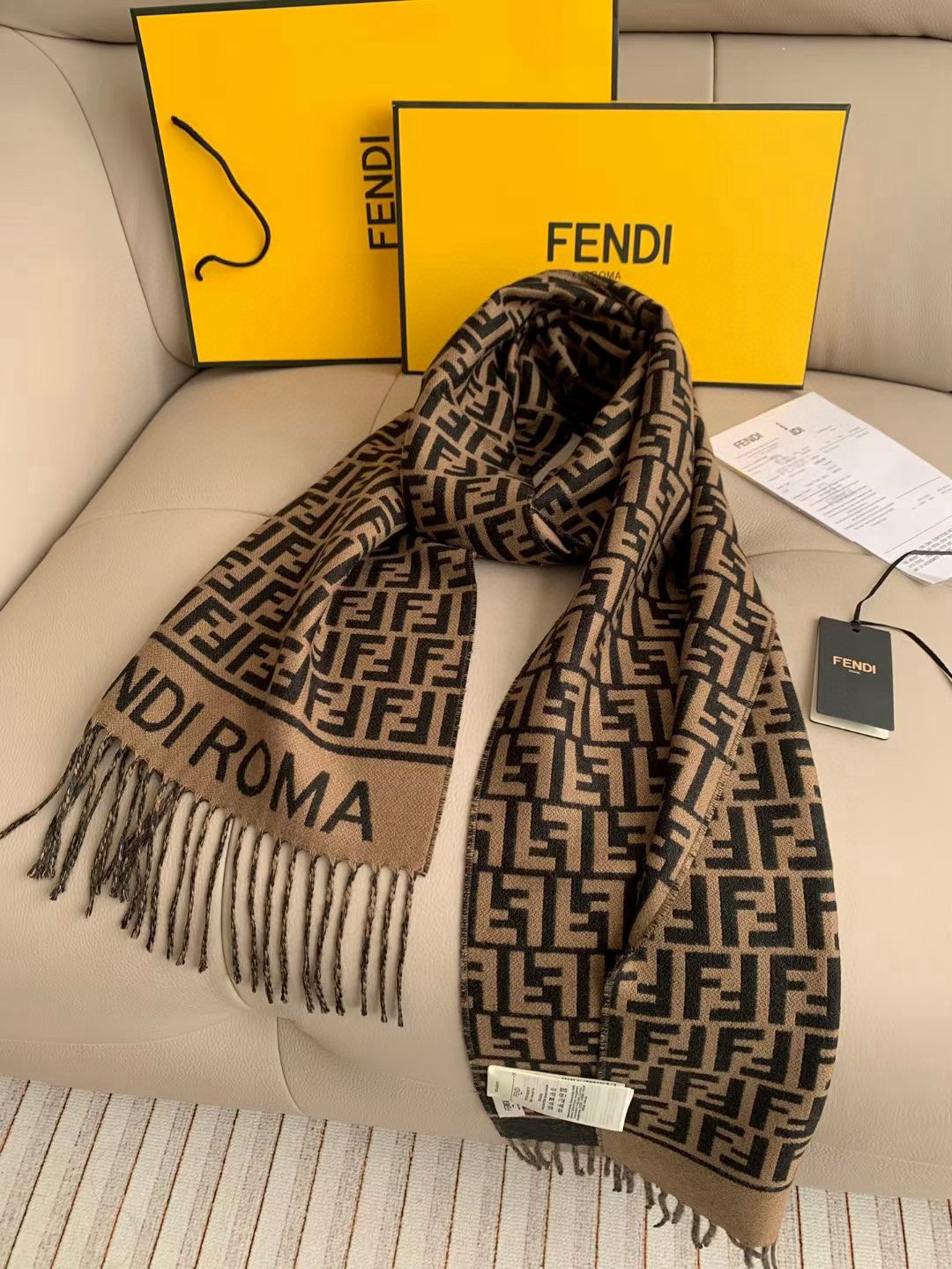 Fendi FF 펜디 로고 캐시미어 머플러 목도리