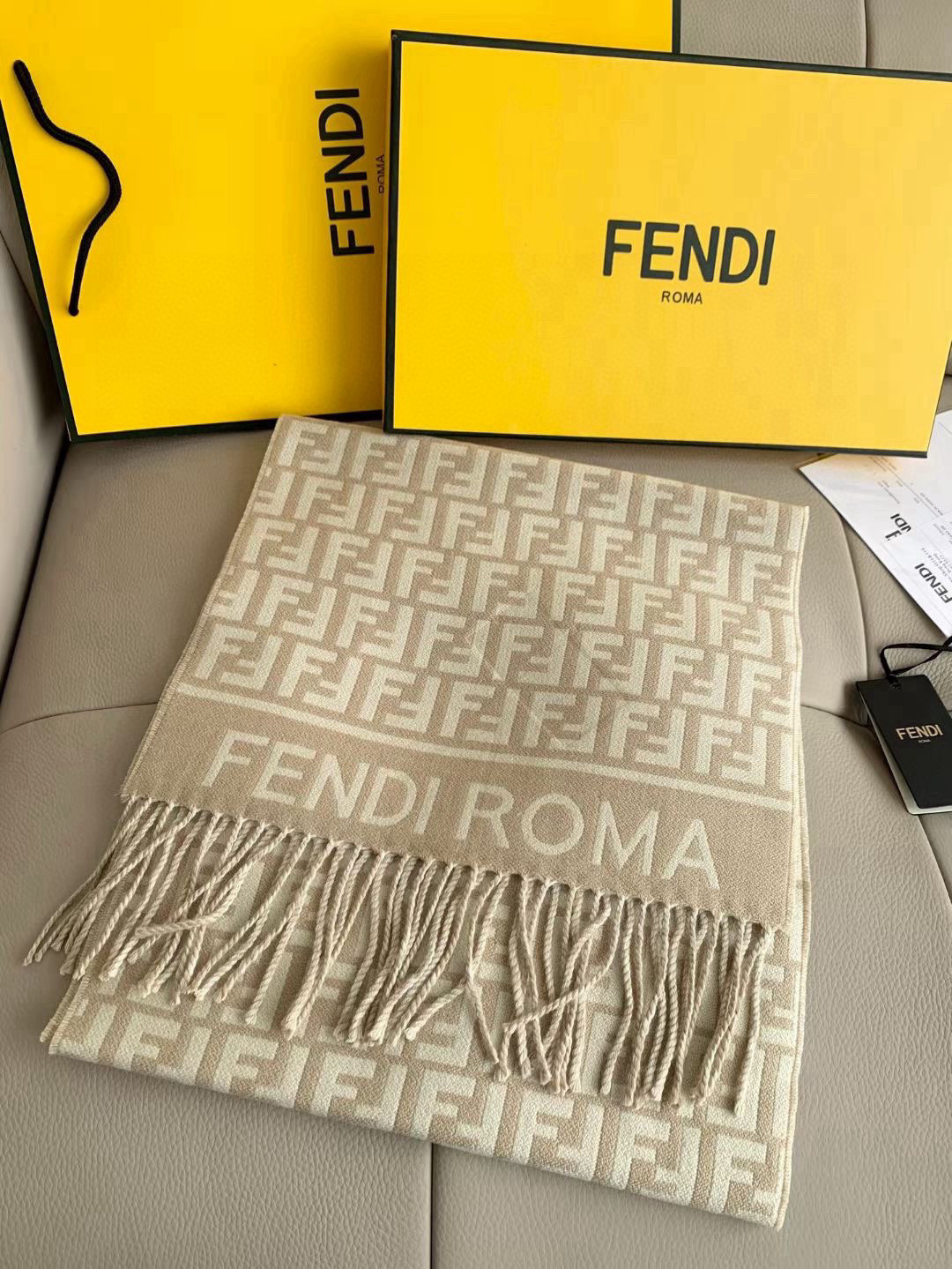 Fendi FF 펜디 로고 캐시미어 머플러 목도리