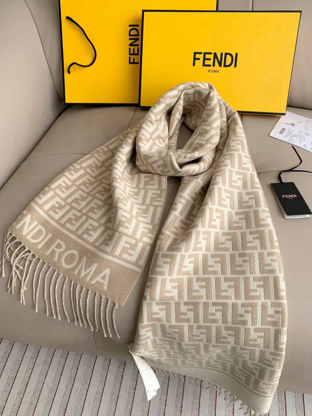 Fendi FF 펜디 로고 캐시미어 머플러 목도리