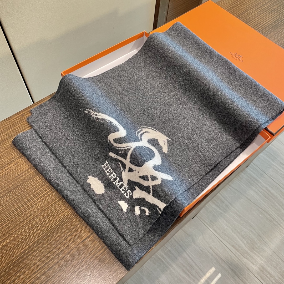 Hermes 에르메스 캐시미어 롱 머플러 목도리