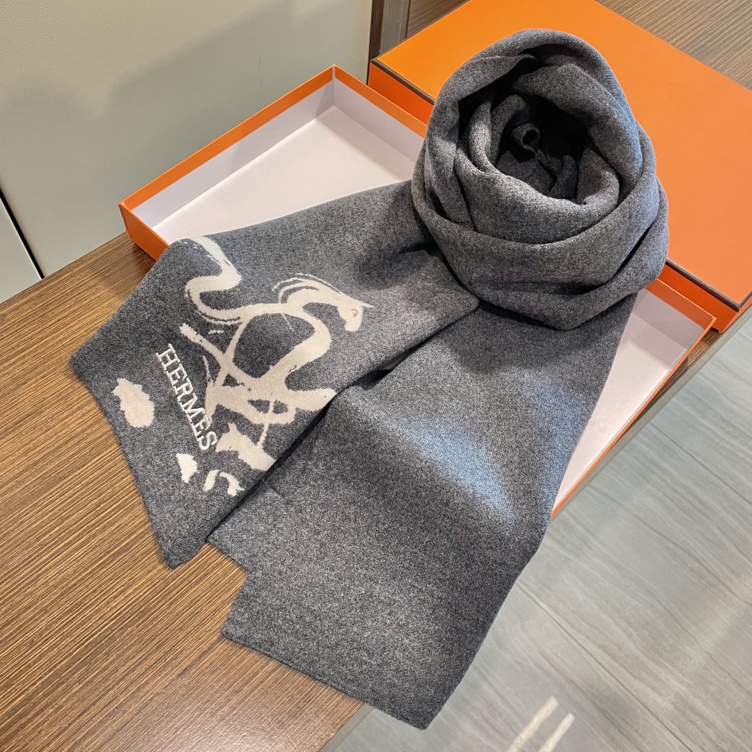 Hermes 에르메스 캐시미어 롱 머플러 목도리