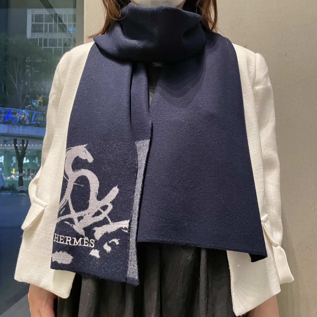 Hermes 에르메스 캐시미어 롱 머플러 목도리