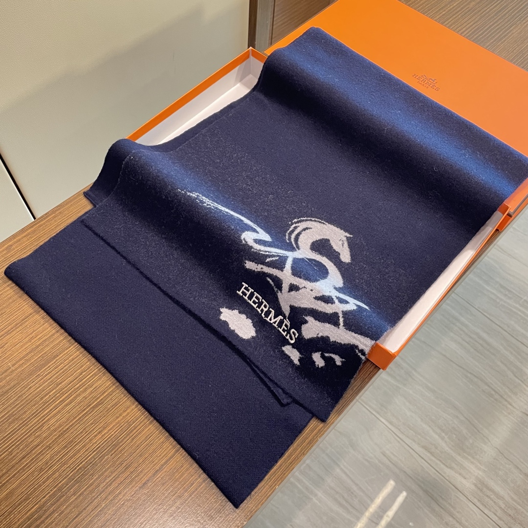 Hermes 에르메스 캐시미어 롱 머플러 목도리