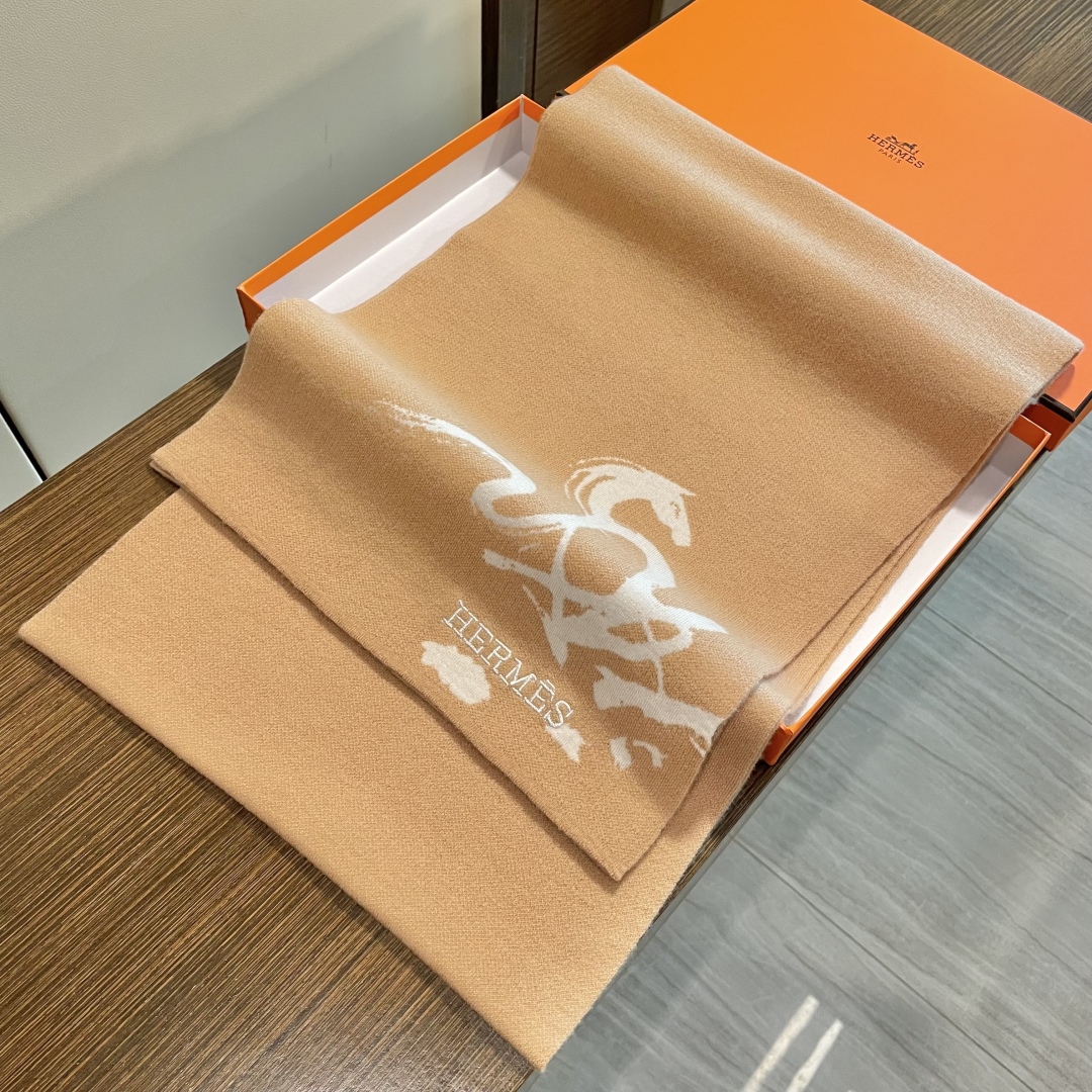 Hermes 에르메스 캐시미어 롱 머플러 목도리