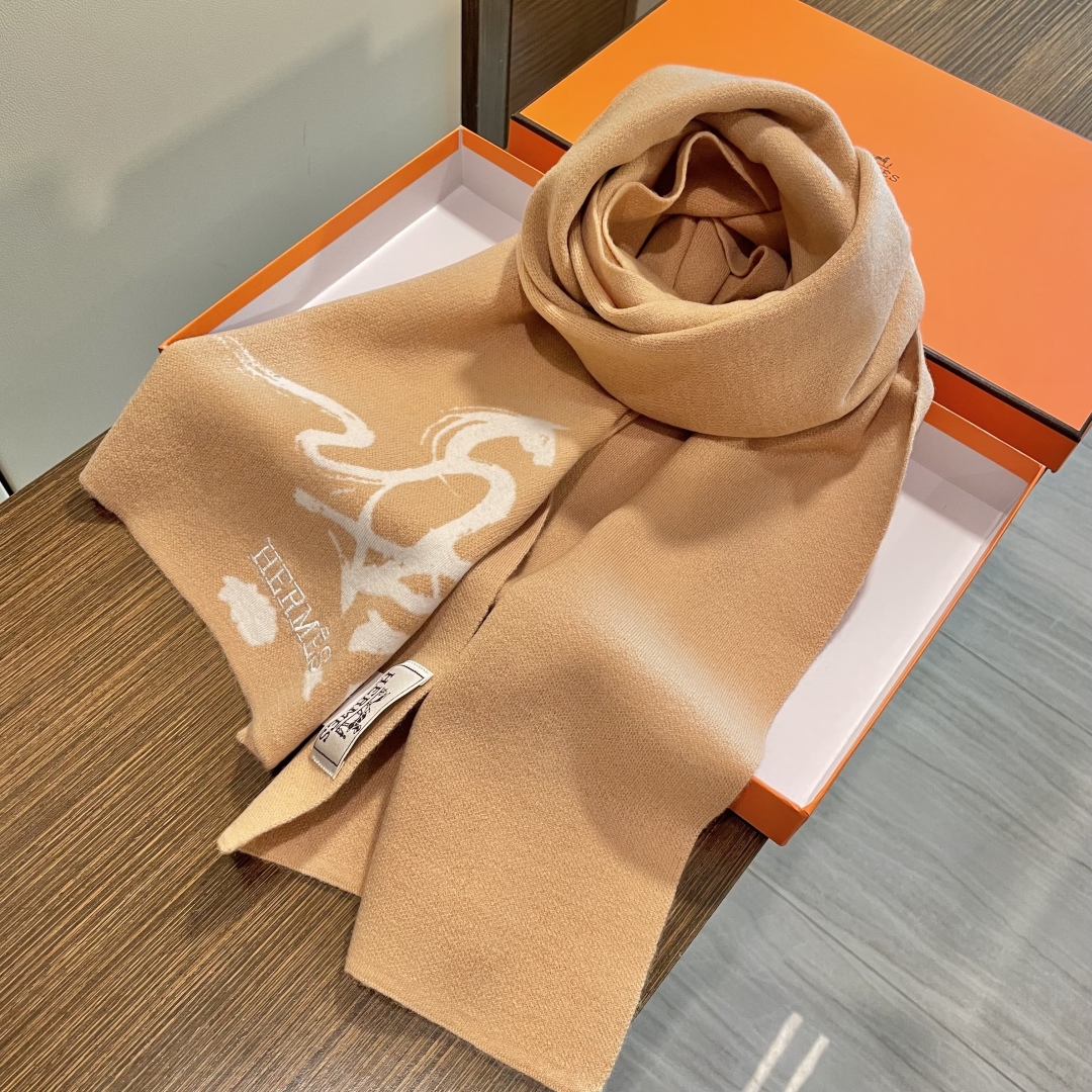 Hermes 에르메스 캐시미어 롱 머플러 목도리