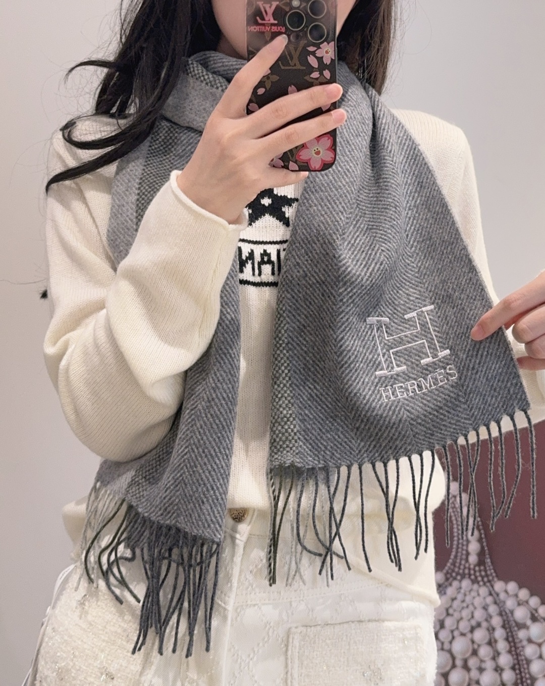 Hermes 에르메스 캐시미어 머플러 목도리