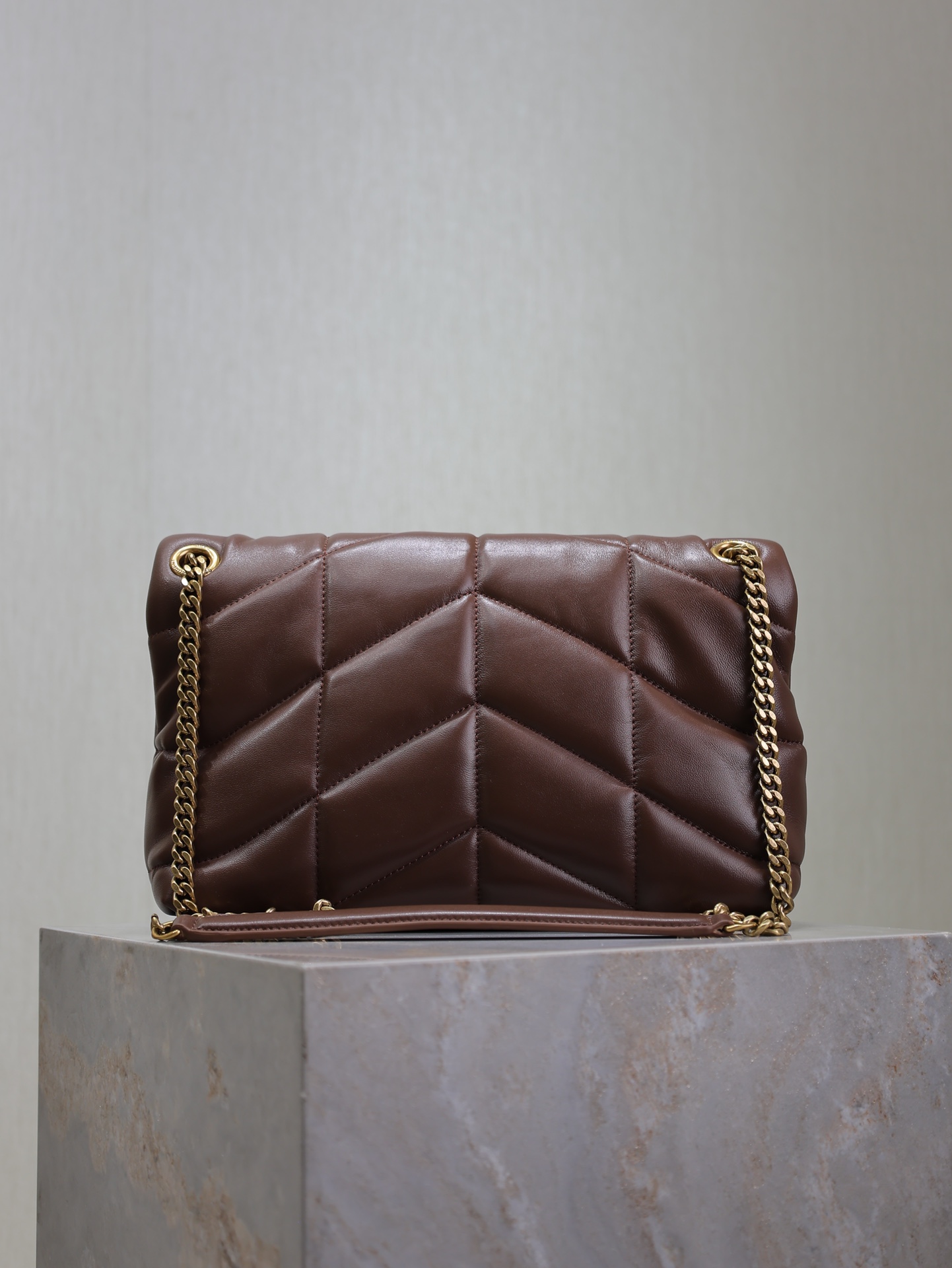 YSL Loulou Puffer 생로랑 체인백 가방 (커피색·골드 메탈)