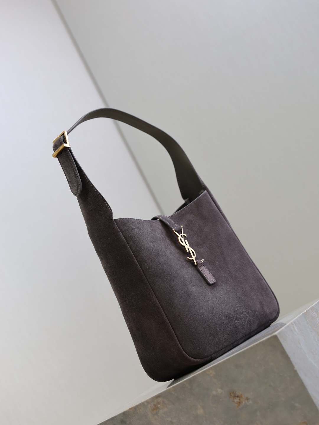 YSL LE 5À7 생로랑 바게트백 가방  (그레이 스웨이드·오리지널 가죽)