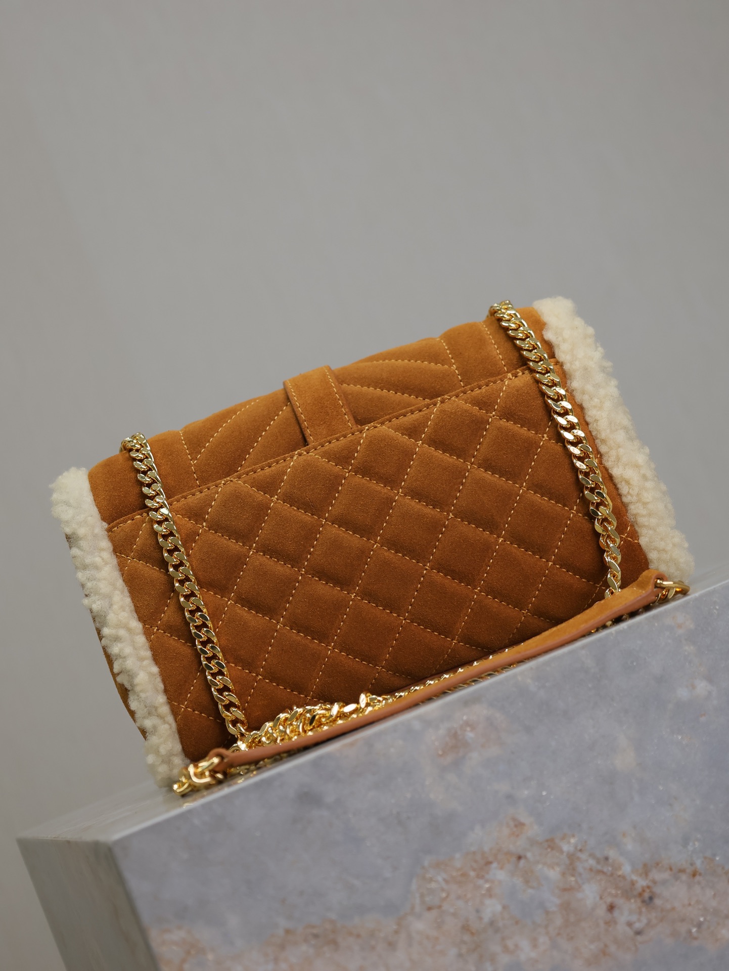 YSL Envelope 생로랑 스웨이드+양털 스몰 숄더백 미니백 가방