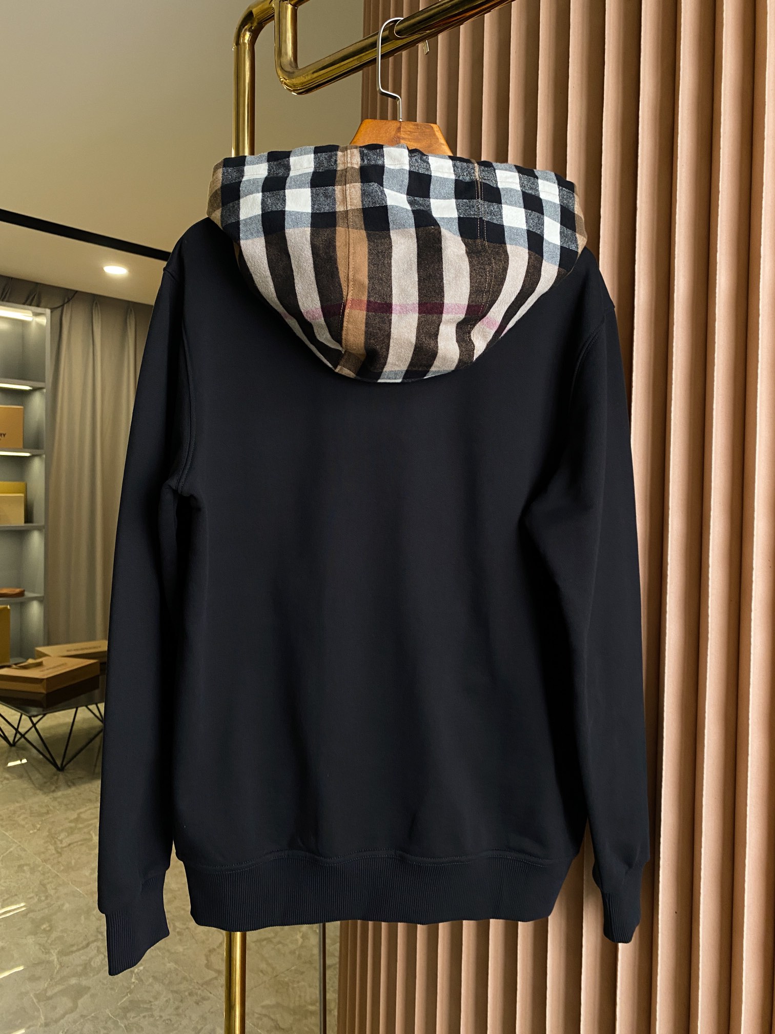 Burberry BBR 버버리 체크 코튼 혼방 지퍼 후드 집업 자켓 재킷 의류