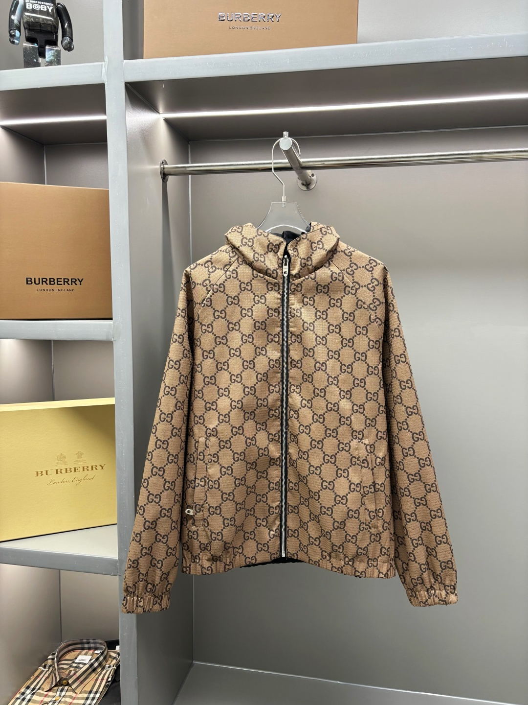 GUCCI 구찌 더블G 자수 로고 후드 양면 재킷 자켓 의류