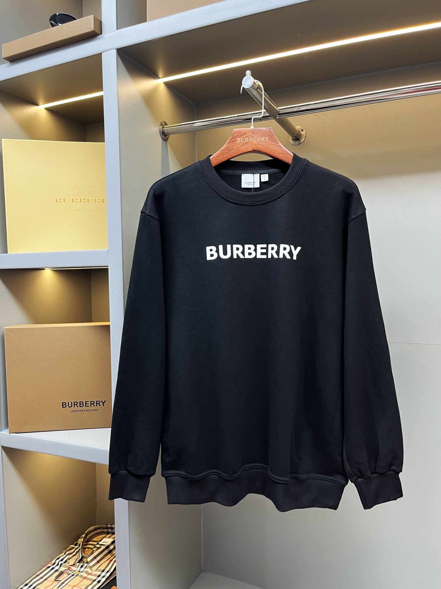 Burberry BBR 버버리 로고 프린트 코튼 라운드넥 맨투맨 스웨트셔츠 티셔츠 의류