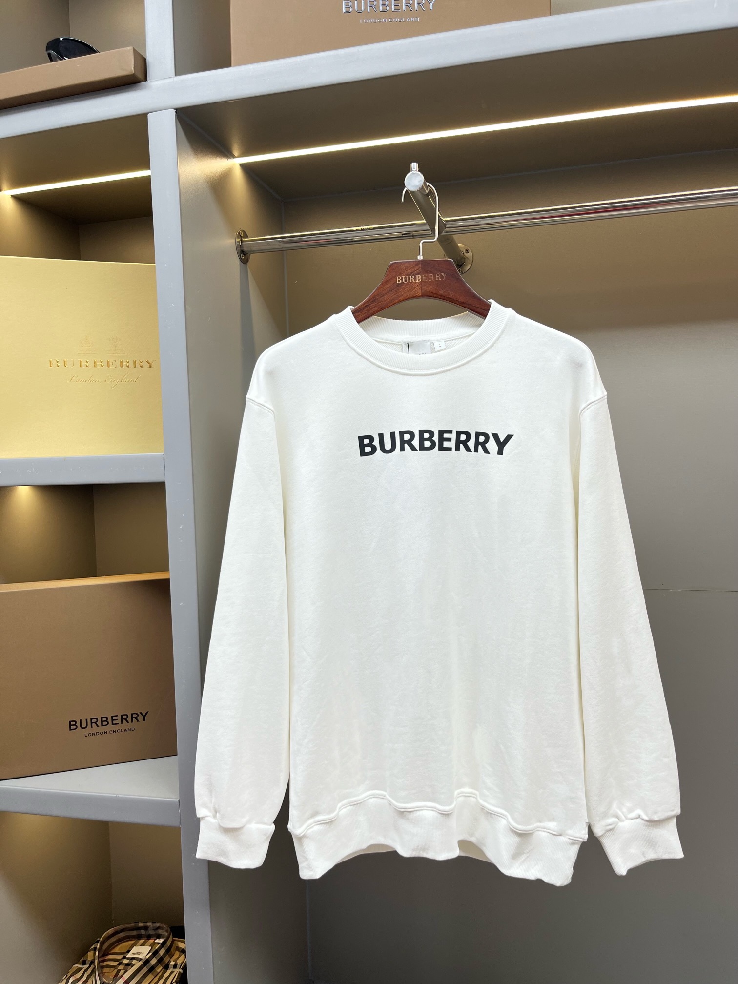 Burberry BBR 버버리 로고 프린트 코튼 라운드넥 맨투맨 스웨트셔츠 티셔츠 의류
