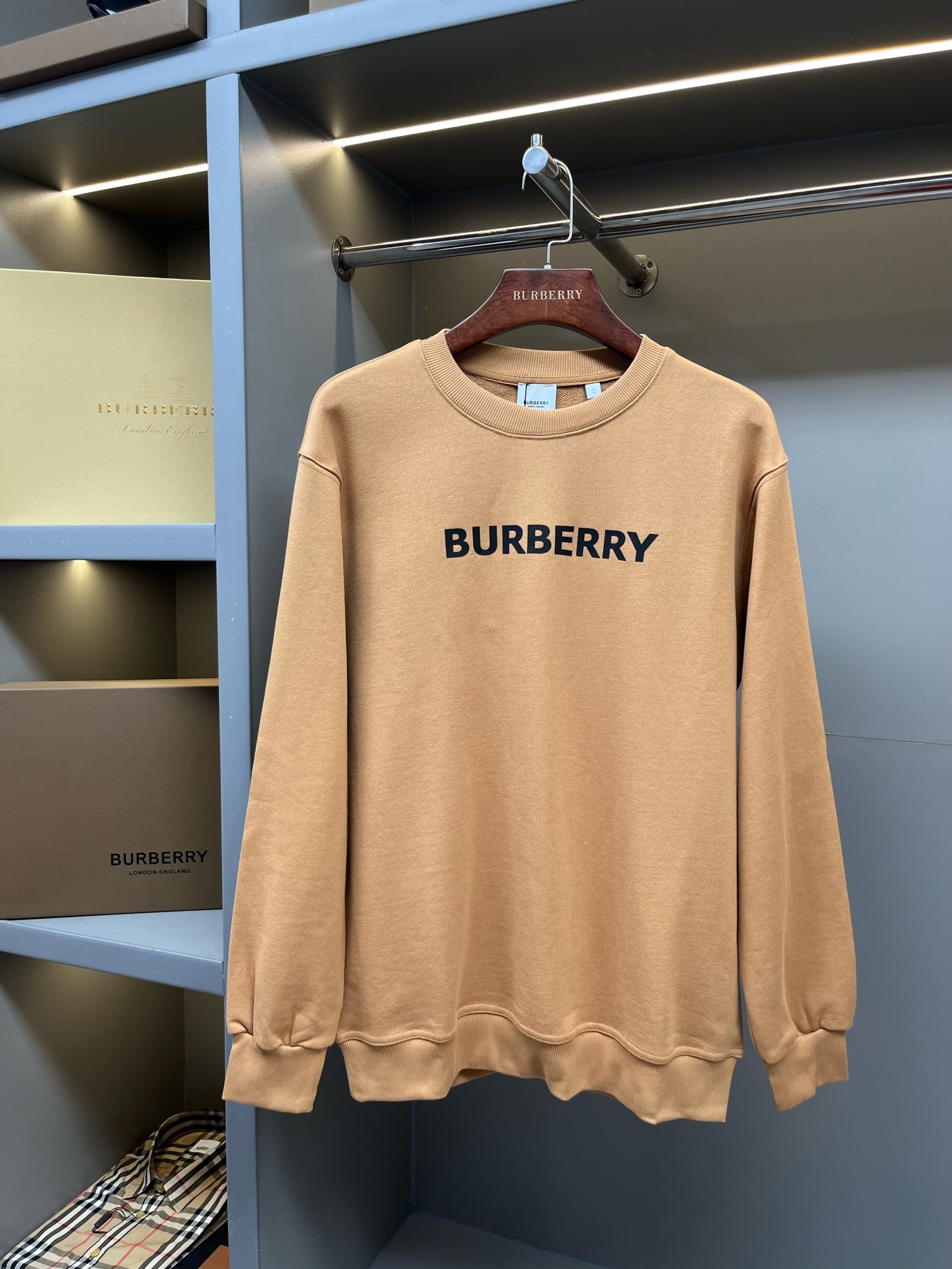 Burberry BBR 버버리 로고 프린트 코튼 라운드넥 맨투맨 스웨트셔츠 티셔츠 의류