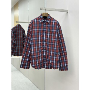 BALENCIAGA 발렌시아가 체크 플랩 카라 롱슬리브 셔츠 의류