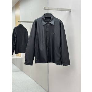 PRADA 프라다 삼각 로고 램스킨 레더 가죽 자켓 재킷 의류