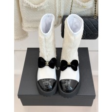 CHANEL 25N Coco Neige 샤넬 더블C 리본 배색 플랫폼 스노우 부츠 신발