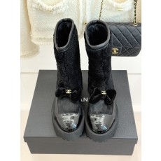 CHANEL 25N Coco Neige 샤넬 더블C 리본 배색 플랫폼 스노우 부츠 신발