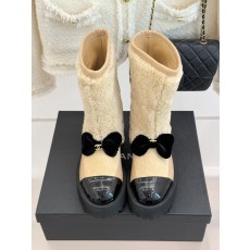 CHANEL 25N Coco Neige 샤넬 더블C 리본 배색 플랫폼 스노우 부츠 신발