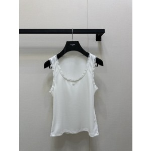 Celine 셀린느 레이스 배색 민소매 나시 탑 상의 의류