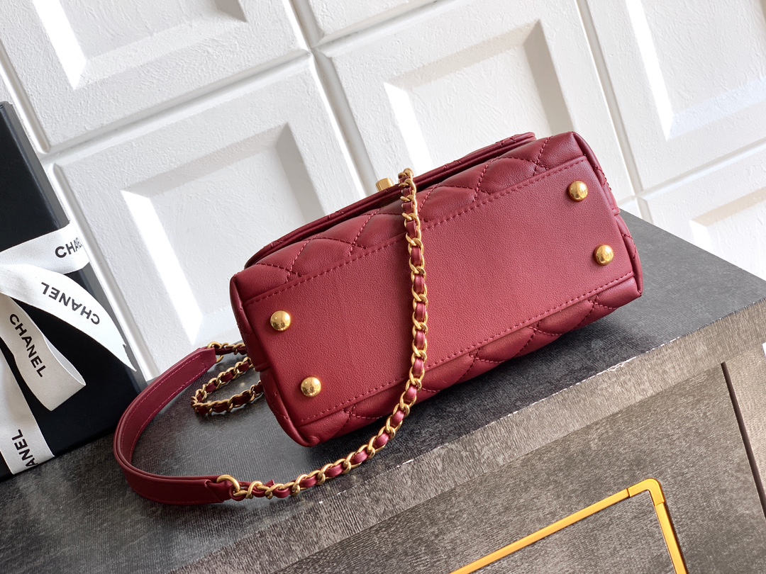 CHANEL 샤넬 금색 미니 링백 핸드백 체인백 가방 19cm