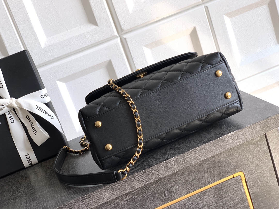 Chanel 샤넬 금장 다이아 컷아웃 링백 토트백 숄더백 가방 23cm