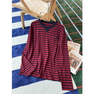 prada 프라다 로고 레드·블루 스트라이프 긴팔 티셔츠 의류