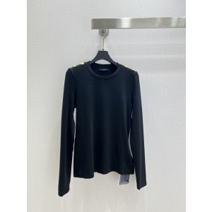 LV 루이비통 골드 버튼 라운드넥 긴팔 이너 티셔츠 의류