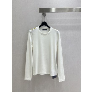 LV 루이비통 골드 버튼 라운드넥 긴팔 이너 티셔츠 의류