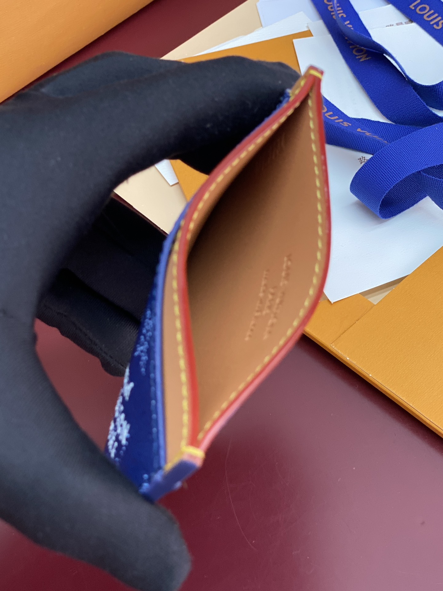 LV 루이비통 M27115 실크 프린트 블루 카드지갑