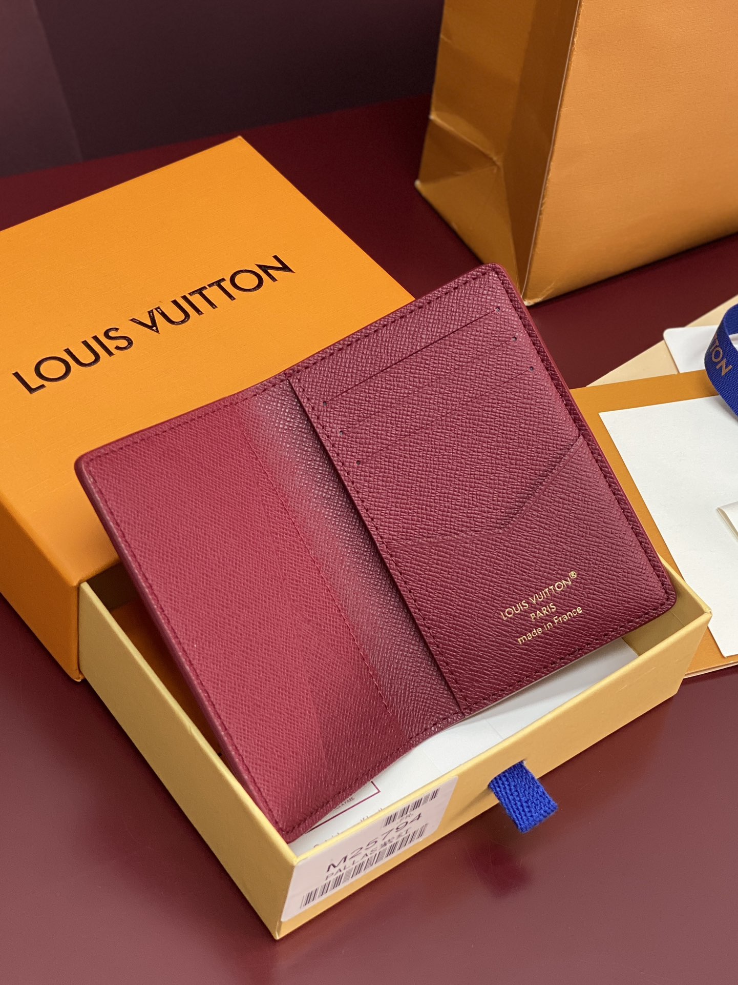 LV 루이비통 M25794 스트라이프 퍼플 카드 포켓 월렛 지갑