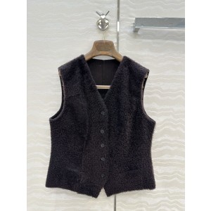 Loro Piana LP 로로피아나 올드머니 무드 피 shearling + 모직 믹스 베스트 조끼 의류