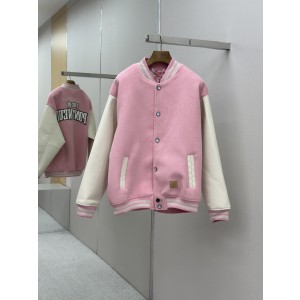 LV 루이비통 가죽+울 혼방 배색 싱글버튼 바시티 자켓 야구 점퍼 재킷 의류