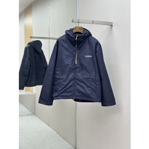 GUCCI 구찌 로고 패치 트윌 나일론 후드 자켓