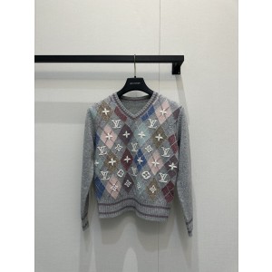 LV 루이비통 자카드 패턴 V넥 캐시미어 니트 의류