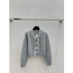 brunello cucinelli BC 브루넬로 쿠치넬리 단색 스팽글 펀칭 V넥 니트 가디건 의류