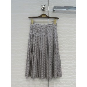 Loro Piana 로로피아나 고급 원단 체크 플리츠 롱 스커트 치마 의류