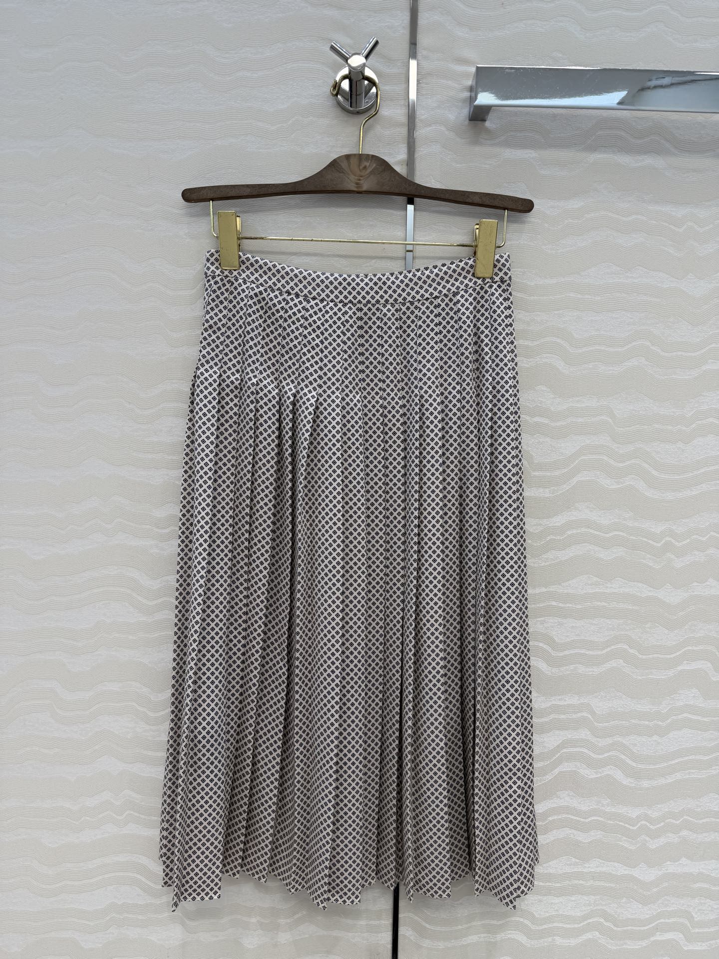 Loro Piana 로로피아나 고급 원단 체크 플리츠 롱 스커트 치마 의류