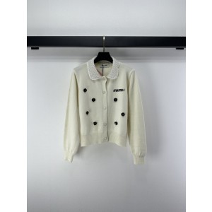 miumiu 미우미우 카라 진주 장식 니트 가디건 자켓 재킷 의류