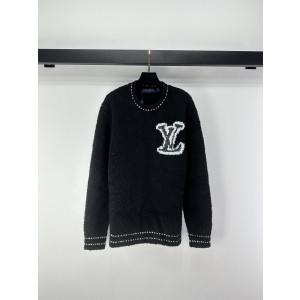 LV 루이비통 라운드넥 골드 실 양모 니트 긴팔 의류