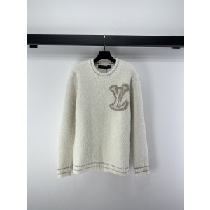 LV 루이비통 라운드넥 골드 실 양모 니트 긴팔 의류