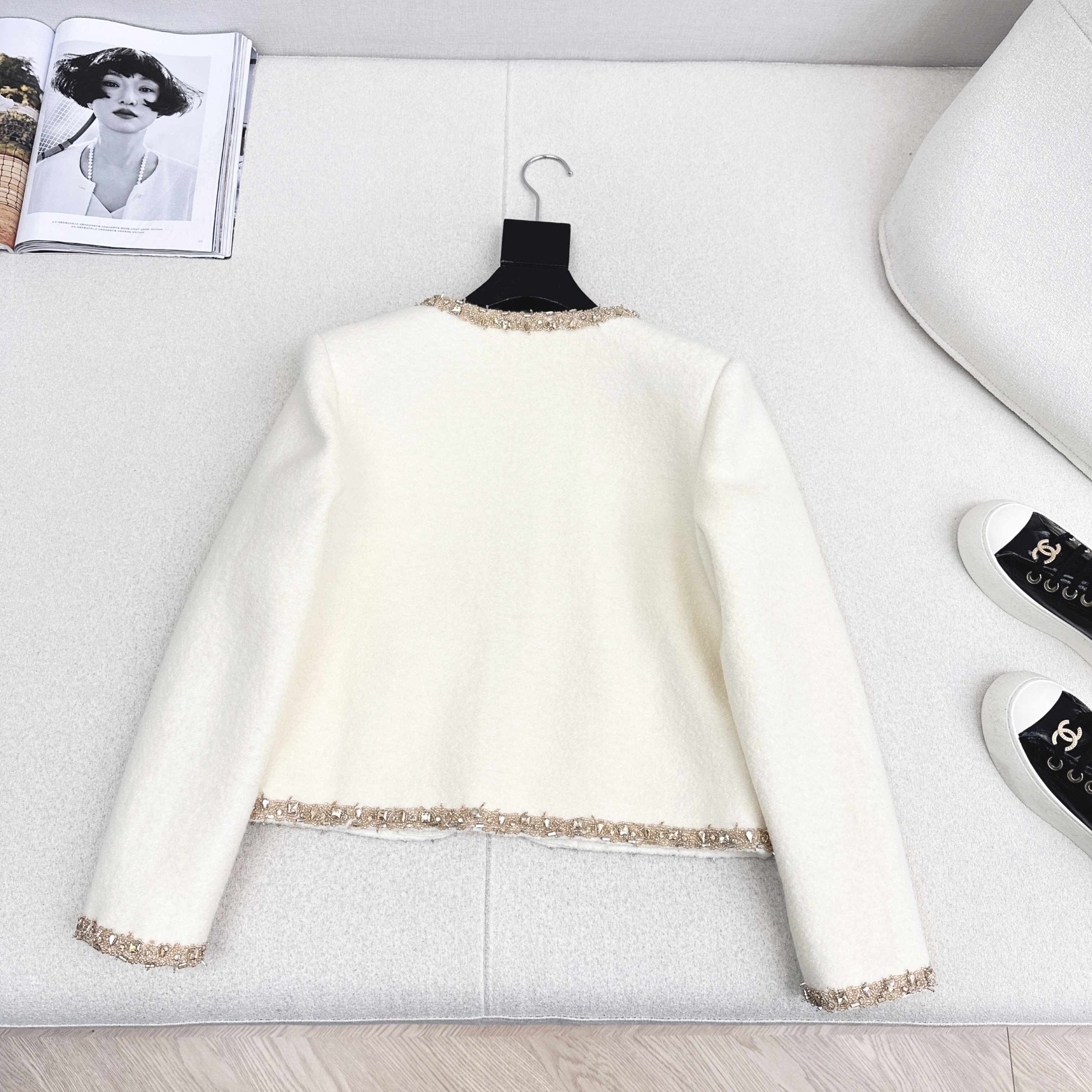 Celine 셀린느 고급 핸드메이드 진주·스톤 장식 자켓 재킷 의류