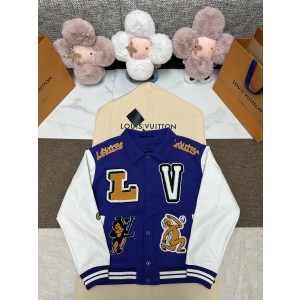LV 루이비통 배색 가죽 믹스 바시티 야구 점퍼 자켓 재킷 의류