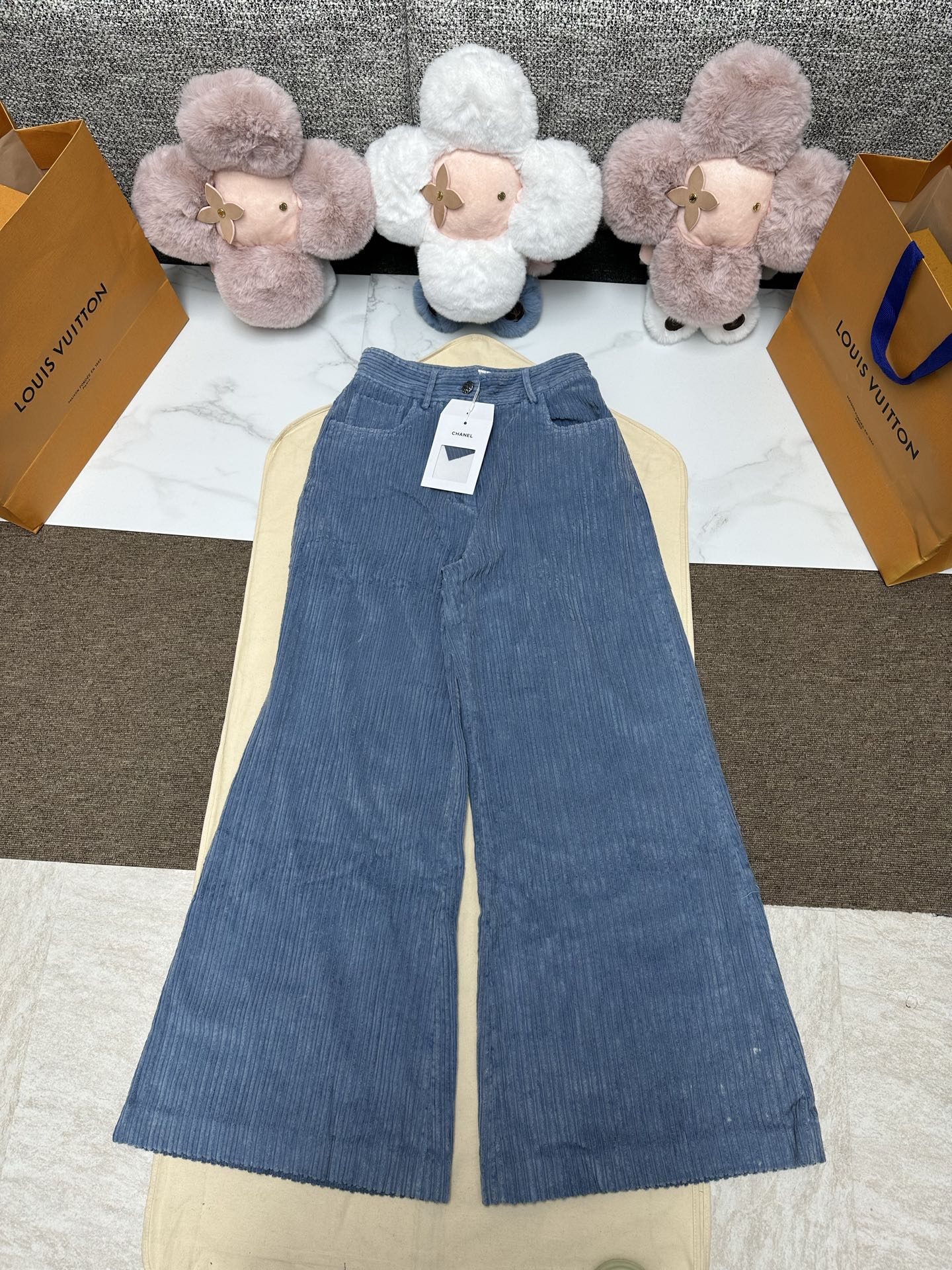 Chanel 샤넬 여성 스트라이프 부츠컷 데님 팬츠 바지 의류