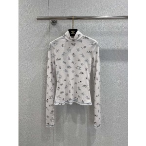 Chanel 샤넬 스키 컬렉션 하이넥 목 폴라 페인팅 프린트 이너티 티셔츠 의류