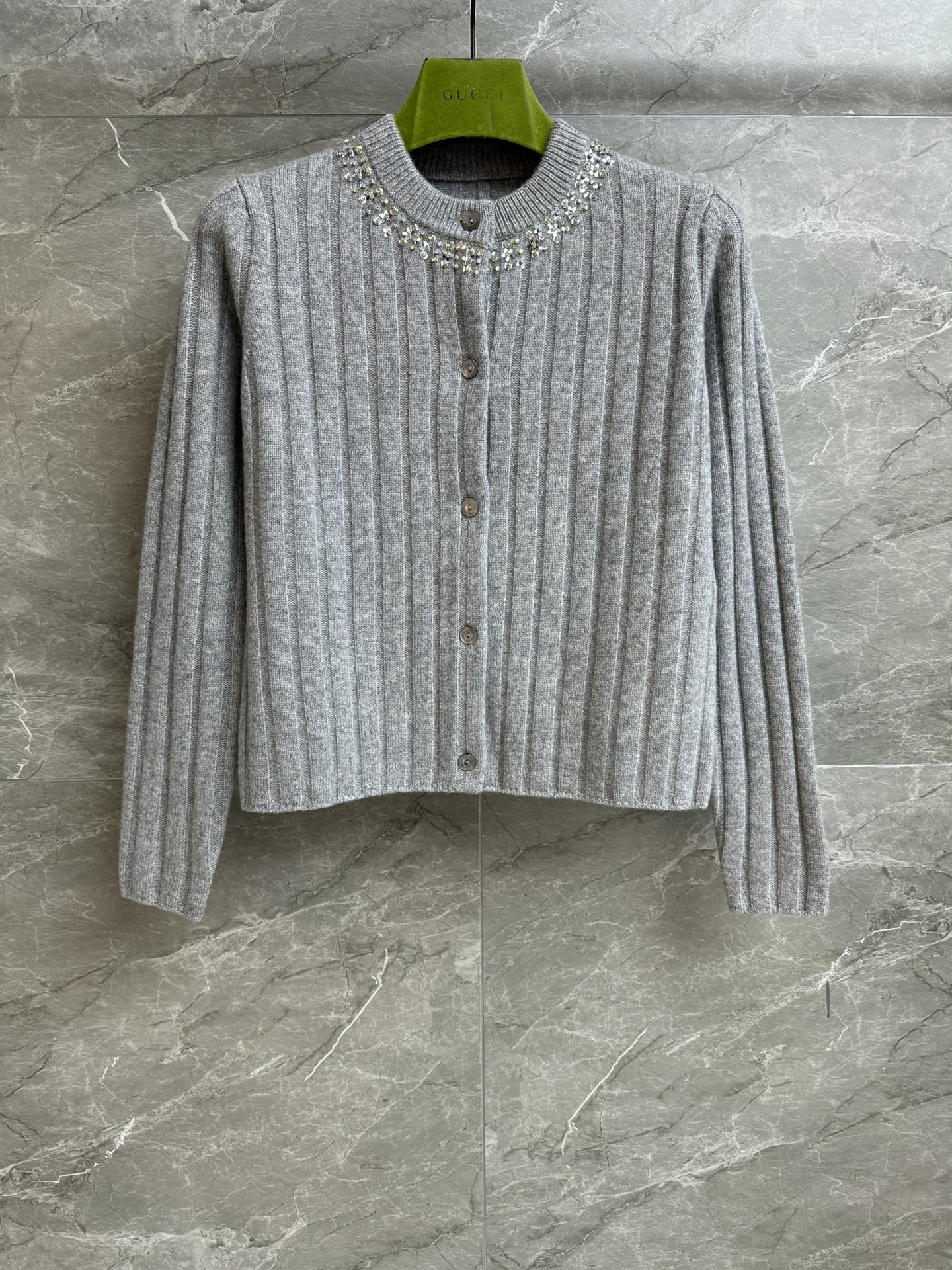 GUCCI 구찌 그레이 크리스탈 가디건 의류