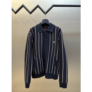 Prada 프라다 스트라이프 자수 롱슬리브 카라 니트 가디건 자켓 의류