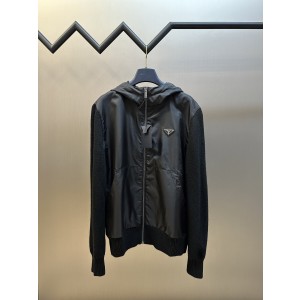 Prada 프라다 울·나일론 믹스 후드 집업 자켓 재킷 의류