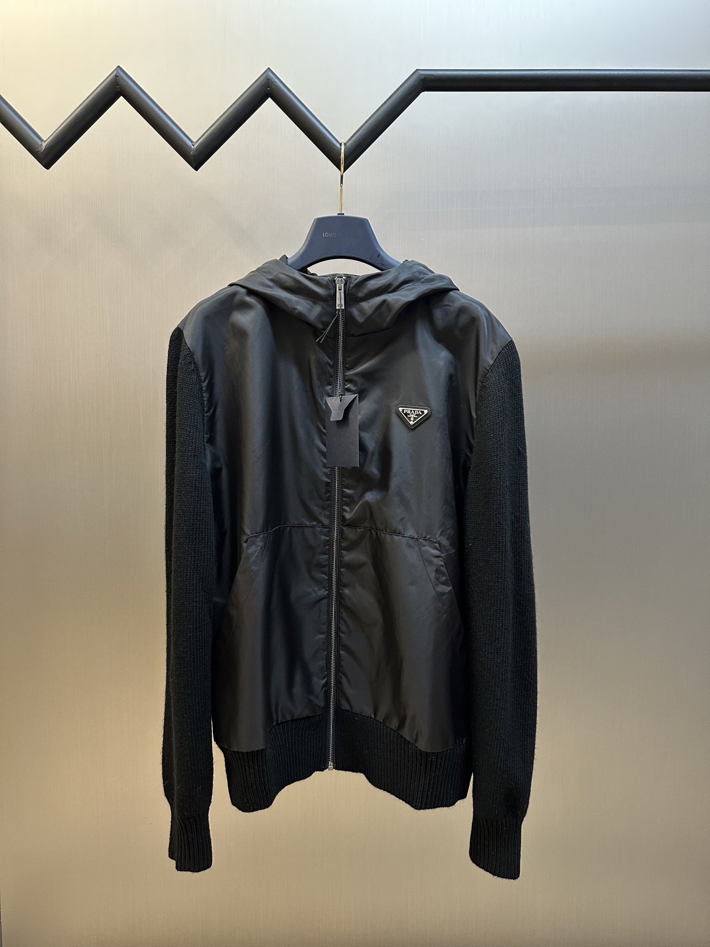 Prada 프라다 울·나일론 믹스 후드 집업 자켓 재킷 의류